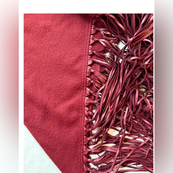 Hermes Cashmere Burgundy Fringe Shawl - Picture 6 of 8